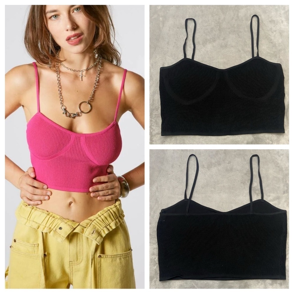Signature8 knit cropped bra top black 3033